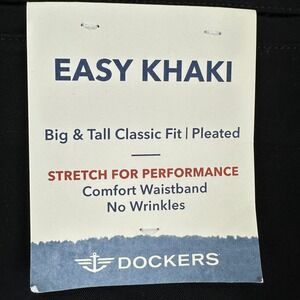 Dockers Mens Easy Khaki Pants Mens 46X29‎ Big Tall Black Classic Fit Pleated NEW